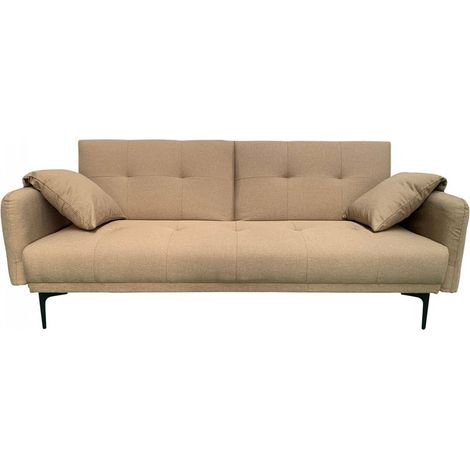 Canapé-lit Clic-Clac (105x200cm) en tissu marron - Longueur 200 x Hauteur 80 x Profondeur 76 cm (1/5)