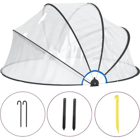 Cubierta tipo domo para piscina, diseño ultraportátil, protege el agua de impurezas, transparente. (1/2)