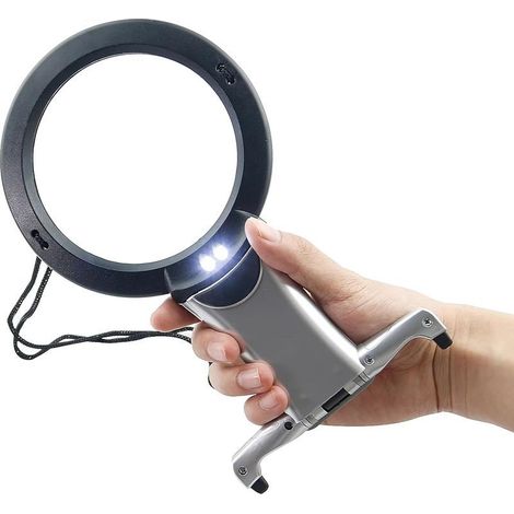 Miroir de lecture LED portable, double grossissement 2,5 à 6 fois, multifonction, pour le travail du cou (1/4)