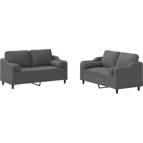 Maison Exclusive - Ensemble de canapés 2 pcs coussins gris foncé tissu (1/5)