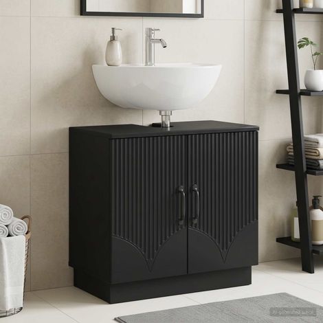 vidaXL Armadio per Lavabo da Bagno HOORN Nero 59,5 x 31,5 x 56 cm (1/5)