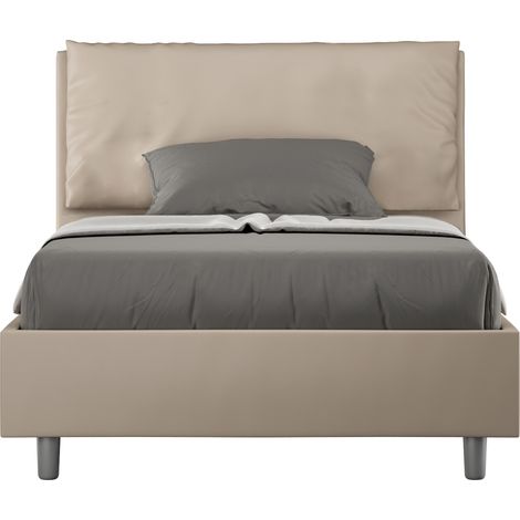 Letto 1 Piazza E Mezzo 120x200 cm Senza Rete Imbottito in Similpelle Antea Large Tortora (1/5)