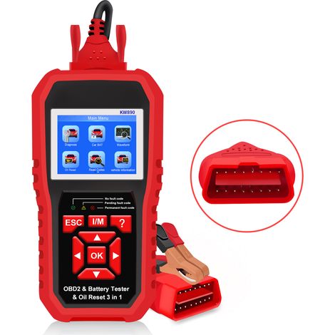 KONNWEI KW890 Scanner professionnel OBDII, lecteur de code automatique, scanner de voiture + testeur de batterie + fonction de réinitialisation d'huile spéciale, outil d'analyse pour voitures OBD II a (1/5)