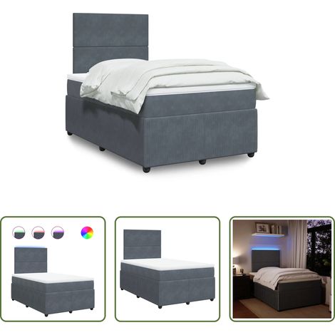 vidaXL Taschenfedernkern -  Boxspringbett mit Matratze Dunkelgrau 120x200 cm Samt (1/5)