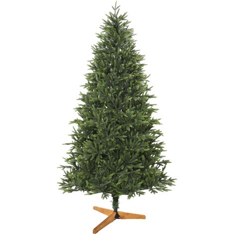 Sapin de Noël Artificiel 210 cm Nordmann, 1008 Pointes de Branches Articulées Réalistes en PE, Support en Bois, Vert (1/5)
