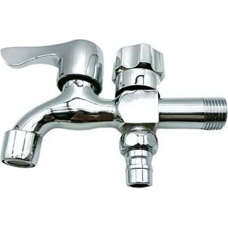 Zhioudz Robinet à Double Sortie,Robinet Jardin à Double Sortie，Robinet de Sortie en Laiton de Haute Qualité,Control Robinet de Jardin Double Sortie Interface 1/2'' Sortie 1/2'' Ménage et Industrie (1/4)