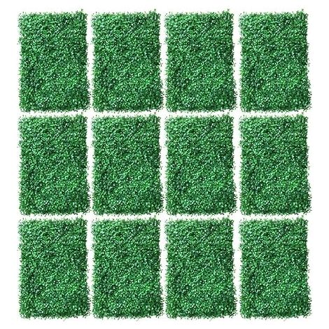 Lot de 12 panneaux muraux en herbe artificielle - 40 x 60 cm - Haie artificielle - Décoration d'intérieur - Panneaux de buis - Plante artificielle - Panneau de feuilles (1/5)