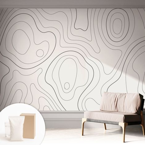 Papier peint intissé mural avec colle pour salon et chambre Décoration murale rapide - Colle incluse gratuite Lignes fluides 312x219 cm (1/5)