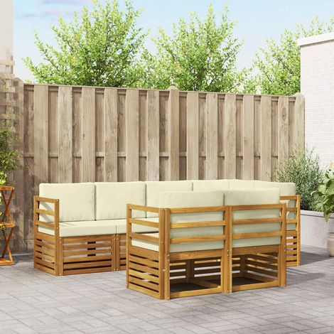 vidaXL Ecksofa Set mit Kissen 7 pcs Natur und Creme (1/5)
