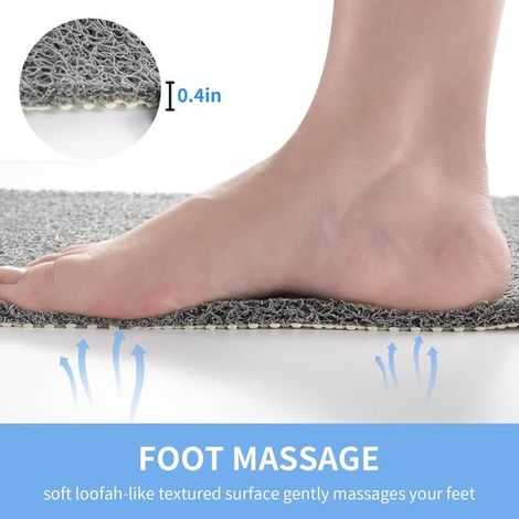 Alfombrilla antideslizante para ducha de 40 x 60 cm，Alfombrillas antideslizantes，Alfombrillas de baño de secado rápido，Para suelo de baño，Gris (1/4)