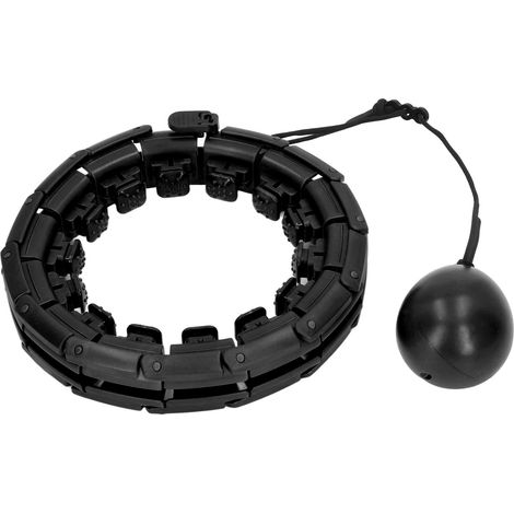 Cerceau lesté intelligent à 24 nœuds détachables pour le massage abdominal et le remodelage corporel, avec balle de gravité (noir). (1/5)