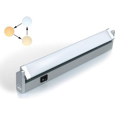 Réglette LED Orientable avec Interrupteur, Luminaire Sous Meuble Lumière Réglables pour Cuisine/Armoire/Placard/Escalier/Couloir 3000K 4000K 6000K (Court) (1/5)