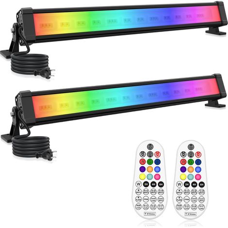 Projecteur Led RGB Barre 42W Spot LED Coloré Avec Télécommande RF 360° Barre LED Multicolore Dimmable Éclairage RGB Minuterie Mémoire Lampe Coloré Étanche IP66 Pour Bar Halloween Noël (1/5)