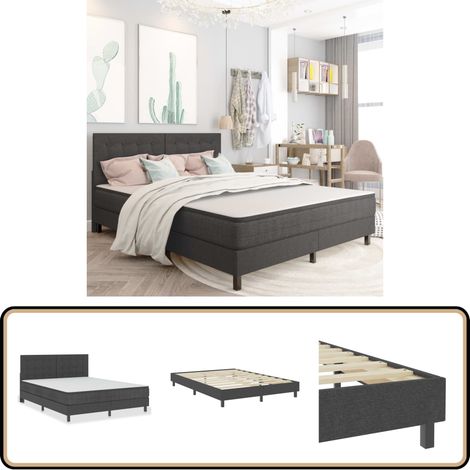 Boxspringbett Dunkelgrau Stoff 180x200 cm - Boxspringbett - Doppelbett - Schlafsofa - Bettrahmen - Liegefläche 180x200 Cm