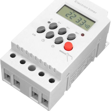 Temporizador digital programable de 220 V CA, 25 A con pantalla LCD. (1/5)