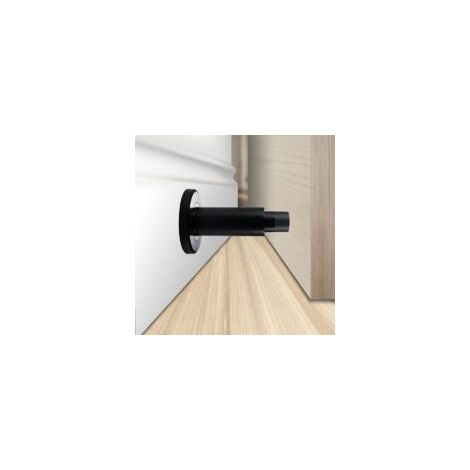 Tope de puerta - Para la parte inferior de las puertas - Tope de puerta antirrobo fabricado en acero inoxidable 304 con amortiguador de goma (negro) - Crezuo