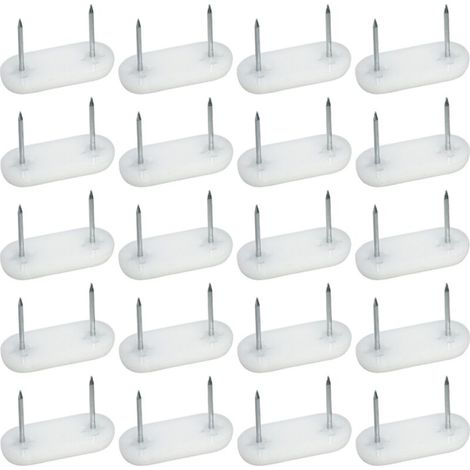 20x Embout de pied à clouer 44 x 16mm avec 2 clous Patin Meuble Chaise Guide Plastique (1/2)