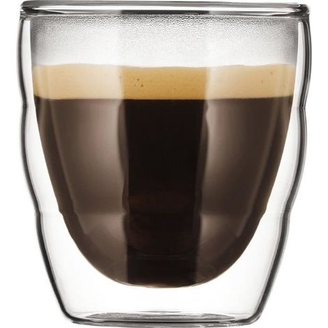 Verres Double Paroi 2 pièces Tasses Espresso 80ml Design Vague Borosilicate Passe au Lave-Vaisselle (1/3)