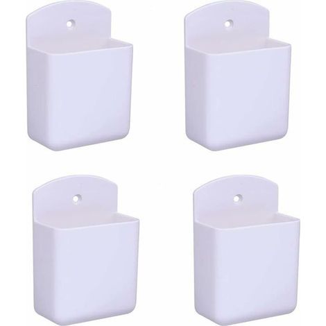 Lot de 4 supports de télécommande blancs support de télécommande support mural boîte de rangement multimédia pour bureau à domicile chambre (1/4)