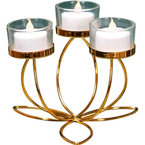 Chandelier en fer forgé - Chandelier - Chandelier en fer forgé à plusieurs bras - Chandelier vintage 15 x 13 x 10 cm - Doré (1/5)