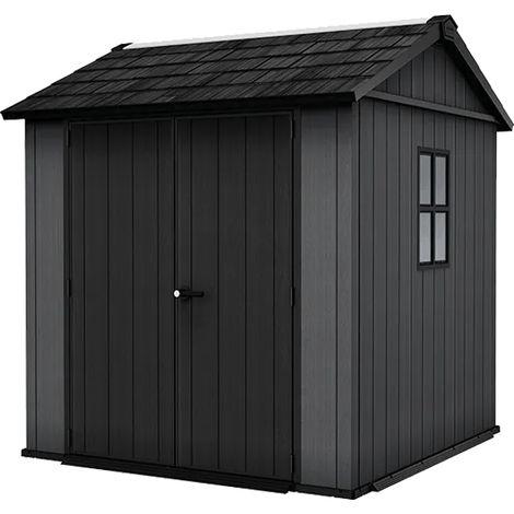 Keter Newton 775 Gartenhaus - 230x223.8x246cm - Satteldach - Kunststoff - Grau - Natürlicher Holzlook - 15 Jahre Herstellergarantie (1/5)