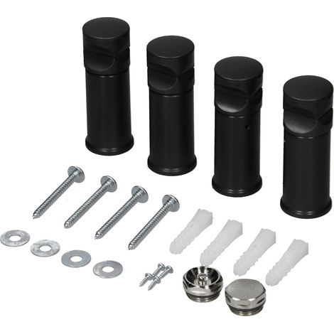 LuxeBath Material de Montaje Negro para Radiador de Baño/Salón Sahara para Modelos Rectos o Curvos, Soporte de Suspensión para Estufas, Calentadores y Secadores de Toallas, Ensamblaje para Calefaccion