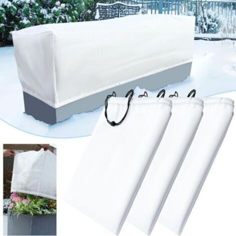 Lot de 3 Housse rectangulaire pour plantes avec cordon, protection hiver contre gel et froid 150x40x45cm