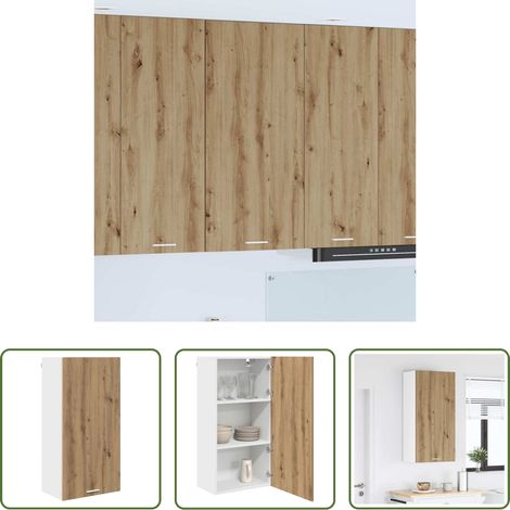 Holzschrank - Hängeschrank mit Tür Artisan-Eiche und Weiß 50 x 31 x 100 cm (1/5)