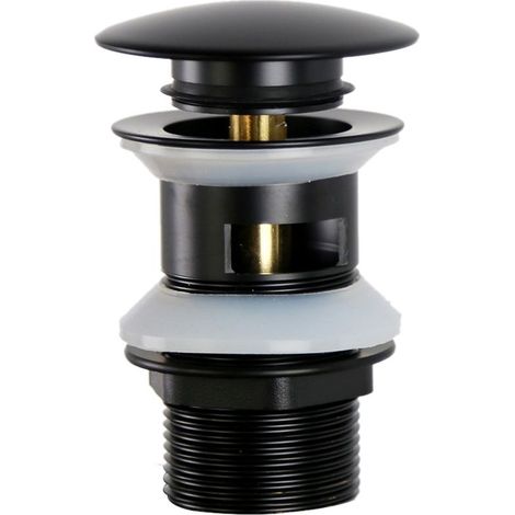Universeller G1 1/4"-Ablaufstopfen aus Messing für Waschbecken mit Überlauf, Klick-Klack-System, werkzeuglose Montage, Mattschwarz (1/5)