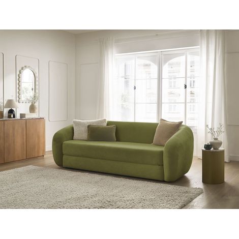 BOBOCHIC - Canapé droit convertible déplimousse NEYO tissu lisse   Vert (1/5)