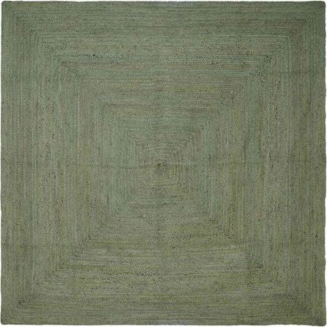 Tapis carré vert olive, 300 x 300 cm, jute. (1/5)