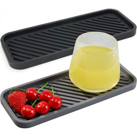 Set di due tappetini drenanti in silicone per lavelli, porta spugna e portaspazzole, accessori per la cucina e il bagno - Crezuo