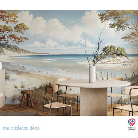 Papier peint : Plage, Golf du Morbihan, Aquarelle - Intissé - 200 cm - 280 cm (1/5)