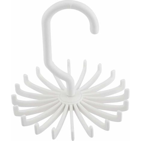 Porte-cravates rotatif à 360° avec ceinture et 20 crochets, idéal pour ranger vos cravates et foulards dans un placard. (1/5)