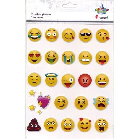 Adesivi 3D in carta su schiuma, emoticon da 28 mm, 28 pezzi