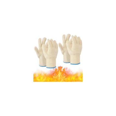 Gant Anti Brulure Cuisine Gant Four Anti Chaleur Gant Barbecue Intérieur et Extérieur Coton Tricoté Épais pour Four Friteuse à Air Haute Température Grill des Plats Chauds Jardinage,Taille uniq