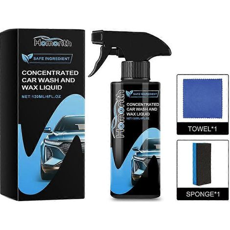 Spray nettoyant voiture doux et efficace avec éponge et chiffon, 120 ml (1/4)