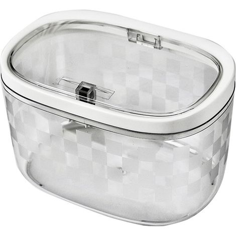 Pattumiera da Tavolo con Coperchio a Pressione, Design Trasparente e Igienico in Plastica Robusta 20x13x11cm, Ideale per Ufficio, Auto e Camera da Letto (1/5)