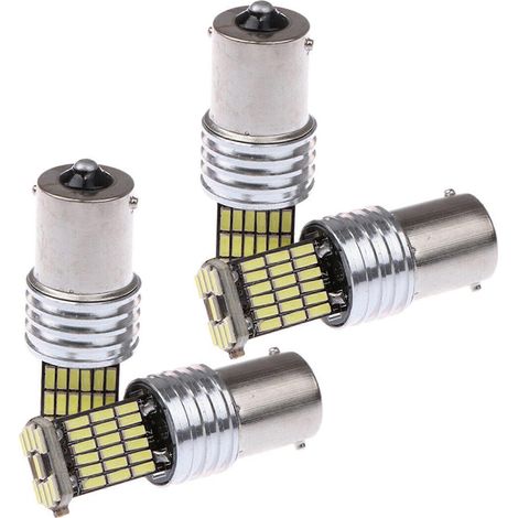 4 feux arrière de freinage de voiture, 1156 LED Canbus 15 SMD BA15S P21W, blanc haute puissance 6000K (1/5)