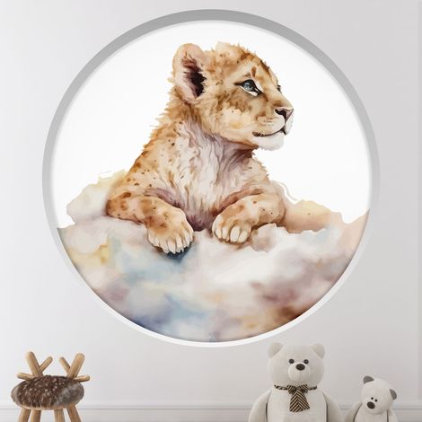 Stickers Trompe l'oeil Arche ronde Enfants - Tigre - Diamètre 30 cm (1/4)