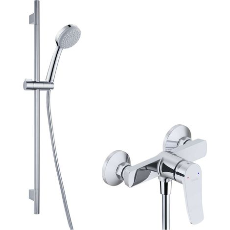 kielle Nefia - Set de douche avec mitigeur, barre, flexible et pommeau de douche, chrome 20627SN90 (1/4)