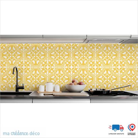 Crédence : Carrelage classique 4 - Couleur jaune souffre - Alu composite - 120 - 60 (1/3)