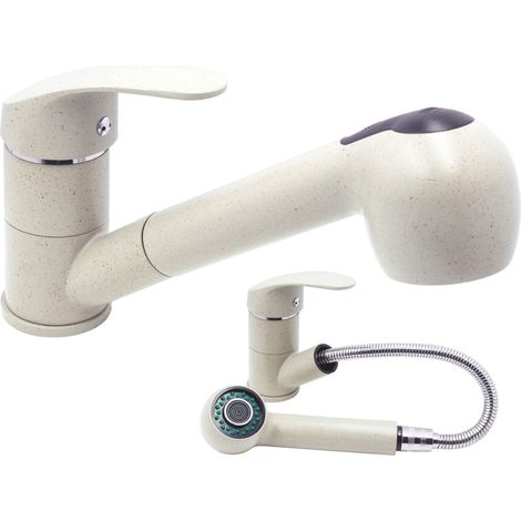 Robinet de cuisine Granitan Hand avec douchette extractible Beige 1 pièce (1/5)