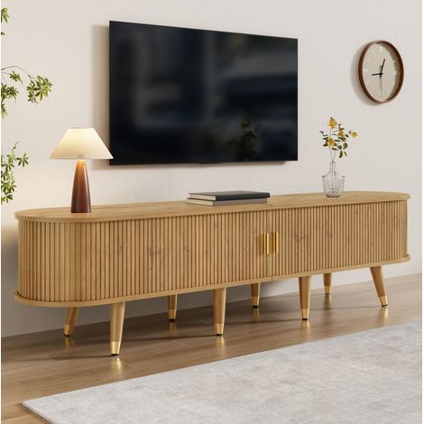 Mueble TV con puertas correderas, 175 x 38 x 45 cm, MDF efecto madera, color madera DESVIAE (1/5)