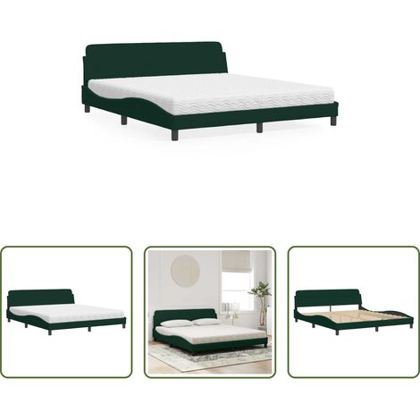Samtbett - Bett mit Matratze "Dover" Dunkelgrün 180x200 cm Samt (1/5)
