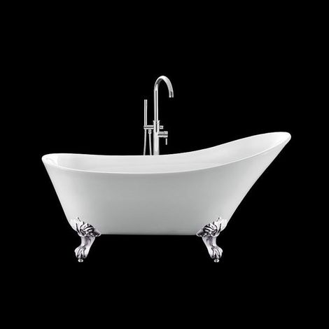 Baignoire ancienne sur pieds BALMAIN Blanche 161 cm Pieds d'Aigle Chromés (1/2)