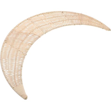 Décoration Murale Lune en Rotin Rustique Faite Main Style Bohème Facile à Installer pour Salon Chambre ou Bureau Ambiance Nordique Minimaliste (1/5)