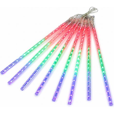 Guirlande Solaire LED Pluie de Météores Multicolore, 12 Tubes, Décoration Jardin et Arbres (1/5)