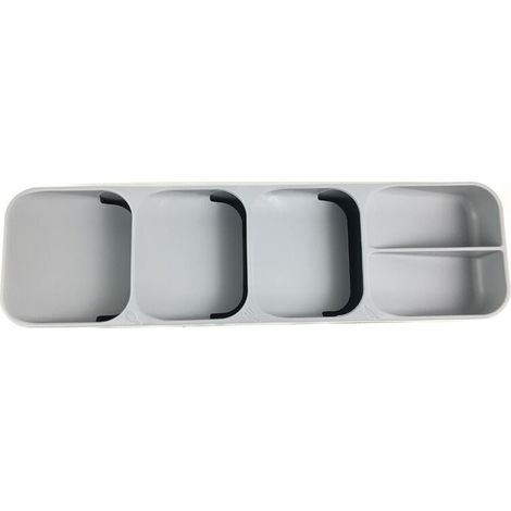 Boite de stockage Tiroir en plastique Couverts Organisateur Plateau Cuisine Support De Stockage Rack pour Couverts Argenterie Compact Couverts Plateau Cuillère Boîte À Couverts, Gris (1/5)