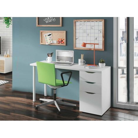 Dmora Escritorio de oficina reversible con cómoda con dos cajones y una puerta, color blanco, Medidas 138 x 74 x 60 cm, con embalaje reforzado (1/5)